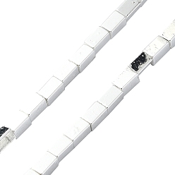 с Покрытием Серебра Гальванические нити из синтетических немагнитных гематитовых бусин, прямоугольные, со серебряным покрытием, 4x2.5x2.5 мм, отверстие : 0.8 мм, около 104 шт / нитка, 17.09'' (43.4 см)