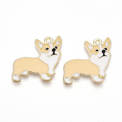 Мокасин Подвески из эмали и сплава, без кадмия и без свинца, золотой свет, вельш корги, мокасин, 23x24.5x1 мм, отверстие : 1.6 мм