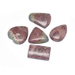 Dendritischer Jaspis Natürlicher dendritischer Jasperpendant, Mischformen, 42~50x30~45x7~9 mm, Bohrung: 1.6~1.8 mm