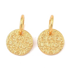 Настоящее золото 24K Латунные подвески, плоские круглые прелести, долговечный, без свинца и без кадмия, с целью перехода в кольце, реальный 24 k позолоченный, 7x1 мм, отверстие : 3 мм