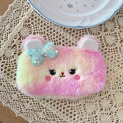 Colorful Cute Bear Polyester Pencil Case, Zipper Pouches, Multi-Purpose Pen Holder, for Office & School Supplies, Colorful, 210x110mm