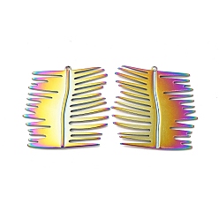 Rainbow Color Ion Plating(IP) 304 Stainless Steel Pendants, Rectangle Charm, Rainbow Color, 32x32x1.5mm, Hole: 1.2mm