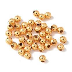 Настоящее золото 24K Латунные бусины, круглые, стойки покрытие, долговечный, без кадмия и без свинца, реальный 24 k позолоченный, 2.5 мм, отверстие : 1 мм