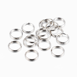 Platinum Iron Split Key Ring, Nickel Free, Platinum, 30x3mm, Inner Diameter: 26mm