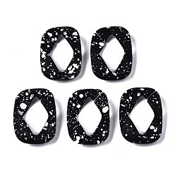Black Spray Painted CCB Plastic Linking Rings, Quick Link Connectors, for Jewelry Chain Making, Twist, Black, 36x25x6mm, Inner Diameter: 16x24.5mm