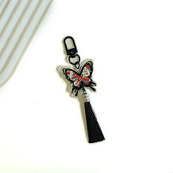 Черный Пластиковые бабочки подвесные украшения, подвеска-кисточка для рюкзака, брелок, украшения, чёрные, 115 мм