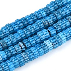 Светло-Голубой Ручной работы тысячецветник стеклянные бусины нитки, баррель, Небесно-голубой, 7.5~9x4 мм, отверстие : 1 мм, около 95~97 шт / нитка, 14.76~14.96'' (37.5~38 см)