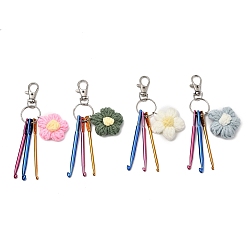(52) Непрозрачная лаванда Алюминиевые крючки для вязания и хлопковые вязаные украшения в виде цветов, Поворотные застежки-лобстеры из сплава, подвески для украшений сумок, платина, разноцветные, 129.5 мм