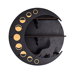 Волк Плавающая полка в форме луны, набор силиконовых форм «сделай сам», силуэт, формы для хранения, формы для литья смолы, волк, 77~257x179~257x5.5~6 мм