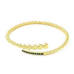 Golden Brass Micro Pave Cubic Zirconia Cuff Bangles, Long-Lasting Plated, Cadmium Free & Lead Free, Golden, Inner Diameter: 2-1/4 inch(5.85cm)