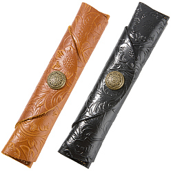 (52) Непрозрачная лаванда 2 шт. 2 цвета пенал из коровьей кожи, пенал, сумка для канцелярских принадлежностей, с металлической кнопкой, разноцветные, 180x34x34.5 мм, 1 шт / цвет