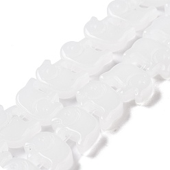 White Transparent Glass Beads Strands, Elephant, White, 10x12x3mm, Hole: 1mm, about 45~48pcs/strand, 14~14.5 inch(36~37cm)
