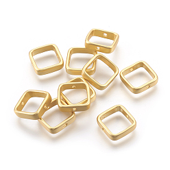 Настоящее золото 18K Экологически чистые латунные оправы для бусин, долговечный, без свинца, без кадмии и без никеля, квадратный, матовый стиль, реальный 18 k позолоченный, 13x13x4 мм, отверстия: 1.4 mm, Внутренний размер: 10 mm