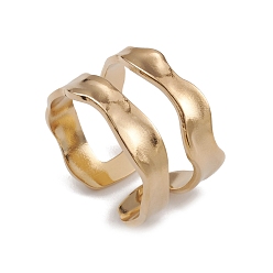 Настоящее золото 14K Ионное покрытие (ip) 304 открытые манжеты из нержавеющей стали для женщин, реальный 14 k позолоченный, внутренний диаметр: 17.4 мм