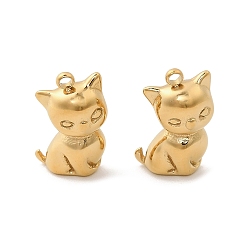 Cat Shape 304 подвески из нержавеющей стали, ионное покрытие (ip), золотые, форма кошки, 16x10x6 мм, отверстие : 1.6 мм
