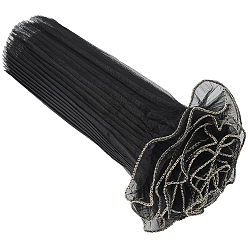 Черный Мятая волнистая марлевая пряжа цветочные букеты упаковка упаковка, подходит для украшения подарка на день святого валентина, чёрные, 280x1.5 мм, 3.8м / комплект