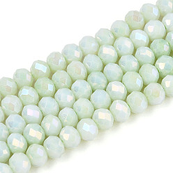 Нектар Антикоррозийные гальванические стеклянные бусины рондель, имитация драгоценных камней, с покрытием AB цвета, граненые, нектар, 4~4.5x3~3.8 мм, отверстие : 0.9 мм, около 105~107 шт / нитка, 14.76~15.16'' (37.5~38.5 см)