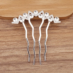 Серебро Гребень для волос из сплава, кабошон настройки, серебряные, 67x59 мм