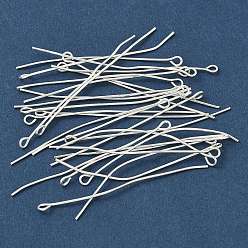 Серебро Железный штифт, без кадмия и без свинца, серебряный цвет гальваническим, 50x0.7 мм, Отверстие : 2 мм , около 4200 шт / 1000 г