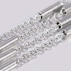 Нержавеющая Сталь Цвет Устойчивы к потускнению 304 цепи из нержавеющей стали, с катушкой, бисер колонки, пайки, Плоско-овальные, цвет нержавеющей стали, 2 мм, ссылка: 2x1.5x0.3 mm, бусина : 7x2 mm, около 32.8 футов (10 м) / рулон