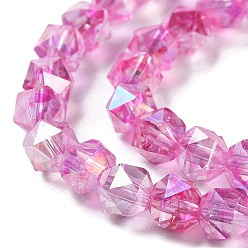 Camellia Transparent Electroplate Glass Beads Strands, Faceted, Polygon, AB Color Plated, Camellia, 5.5mm, Hole: 1.2mm, about 70pcs/strand, 14.84 inch(37.7cm)