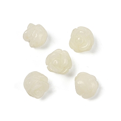 Новый Нефрит Натуральный новый нефрит бисер, роза, 7.5~8x7.5~8x7~9 мм, отверстие : 0.8~1 мм
