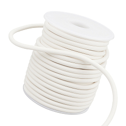 Blanc Floral 1 enrouler des cordons en caoutchouc synthétique, solide, avec 1pc bobines vides en plastique, floral blanc, 4mm, environ 16.40 yards (15m)/rouleau