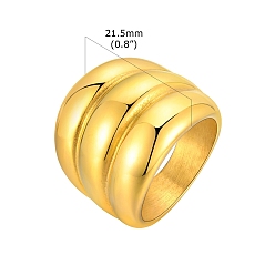 Настоящее золото 18K Многослойные кольца на палец из нержавеющей стали, широкое кольцо для женщин, реальный 18 k позолоченный, размер США 6 (16.5 мм)
