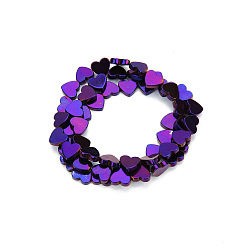 С Фиолетовым Покрытием Гальванизированные синтетические немагнитные гематитовые бусины, сердце, с фиолетовым покрытием, 8 мм, около 40 шт / нитка