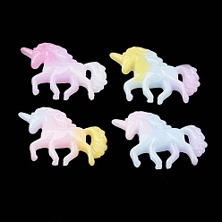 (52) Непрозрачная лаванда Кабошоны из смолы, с блеском порошок, имитация желе, единорог, разноцветные, 22x32x5.5 мм