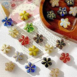 (52) Непрозрачная лаванда Бусины лэмпворк , золотой металл обвитыми, цветок, разноцветные, 15.5x16x6~6.5 мм, отверстие : 1 мм