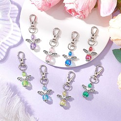 (52) Непрозрачная лаванда 8шт. ангел акриловые подвесные украшения, с сплава шарнирного когтя омара застежками, разноцветные, Кулон : 30x23.5x10 мм