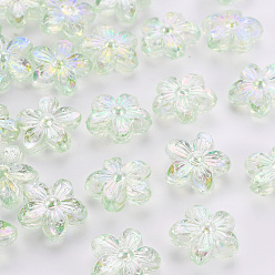 Желто-Зеленый Прозрачные акриловые бусины, AB цвет, цветок, желто-зеленый, 14.5x15.5x7 мм, отверстие : 1.8 мм, Около 657 шт / 500 г