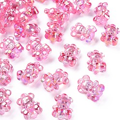 Flamant Pendentifs acryliques transparents , de couleur plaquée ab , ours, flamant, 20x13.5x10.5mm, Trou: 1.4mm, environ400 pcs / 500 g
