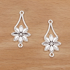 Серебро Прелести соединителя сплава, цветок, серебряные, 30x15 мм