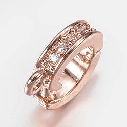 Розовое Золото Латунный микропаве из циркония, подвеска навесная навесная, с петлей, розовое золото , 9x8x2 мм, отверстие : 1 мм