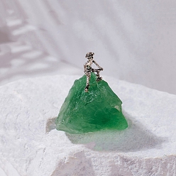 Флюорит Самородки из натурального флюорита и латуни, модель шахтера, украшение для демонстрации образцов минералов, украшение для медитации для домашнего офиса, 20~40x40~70 мм