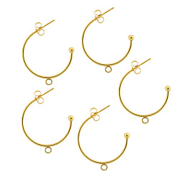 Золотой 304 серьги-гвоздики из нержавеющей стали, с петлей, с формой, золотые, 25 мм, 6 шт / комплект