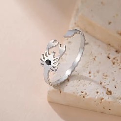 Нержавеющая Сталь Цвет 304 открытые кольца манжеты из нержавеющей стали, скорпион, со стразами, цвет нержавеющей стали, 15~20 мм