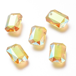 Солнце Стеклянные стразы подвески, граненые, прямоугольные, солнце, 16x11x5.5 мм, отверстие : 1.6 мм