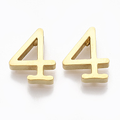 Number 304 Stainless Steel Pendants, Number, Golden, Num.4, 12x10x3mm, Hole: 1.8mm