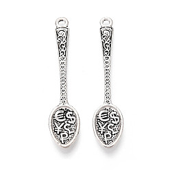 Античное Серебро Тибетский сплав стиля большие кулоны, амулеты в виде половника, античное серебро, 57x11.5x3 мм, отверстие : 2.5 мм