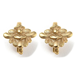 Настоящее золото 24K Стойка в форме цветка, латунные крючки для сережек, проволока для ушей с петлями, без кадмия и без свинца, долговечный, реальный 24 k позолоченный, 11x10 мм, отверстие : 1.2 мм
