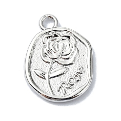 Platinum Alloy Pendants, Flower, Platinum, 19x14x2mm, Hole: 2mm