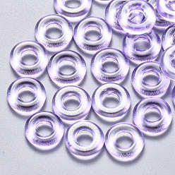 Lilac Transparent Spray Painted Glass Beads, with Glitter Powder, Ring, Lilac, 10x3mm, Hole: 4mm