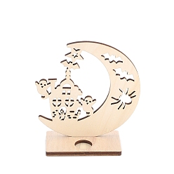 Ghost Украшения для Хэллоуина, деревянные подсвечники с полыми лунами, для домашнего украшения рабочего стола, призрак, 140x150 мм