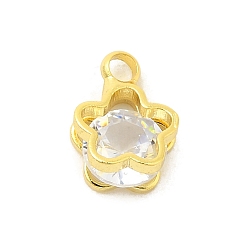 Звезда Настоящее 18k позолоченное покрытие стойка латунь микро паве кубический цирконий подвески шармы, без свинца и без кадмия, звезда, 9x6x4 мм, отверстие : 1.6 мм