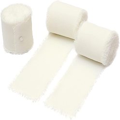 Снежный 5м полиэфирная шифоновая лента, Лента с необработанными краями для изготовления ювелирных бантов своими руками, Подарочная упаковка, снег, 1-5/8 дюйм (40 мм), около 5.47 ярдов (5 м) / рулон