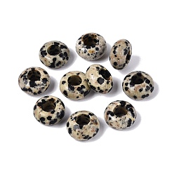 Dalmatian Jasper Natural Dalmatian Jasper European Beads, Large Hole Beads, Rondelle, 13~14.5x6.5~8.5mm, Hole: 5.5~6mm