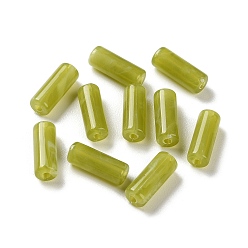 Светло-зеленый Коричневый Бусины из смолы с имитацией драгоценных камней, колонка, оливковый, 13x5 мм, отверстие : 1.6 мм